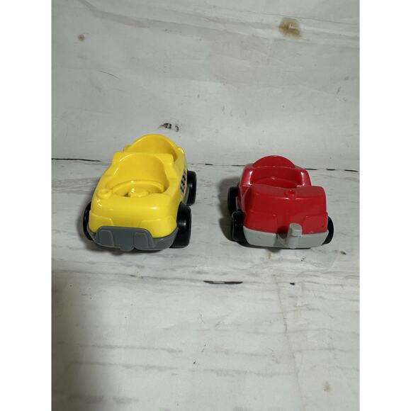 Fisher Price Little People Taxi Cab Yellow Two Seater Red Car Lot Mattel 2001 - Picture 3 of 7